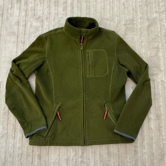 Eddie Bauer Green Full-zip Fleece Jacket Size Medium - Picture 1 of 7